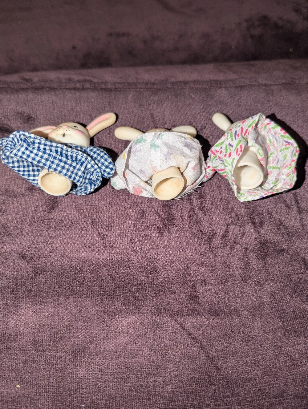 Vintage Russ Easter Small Pets Finger Puppet Bunny‎ Rabbits Set Of 3